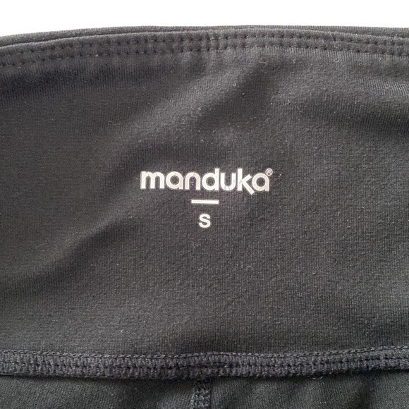 Manduka Core Strong Script Black Yoga High Waist Leggings Full Length Pocket - Picture 9 of 14